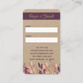 Verwijs een vriend Verwijzing Cliënt Floral Plum v Visitekaartje (Achterkant)