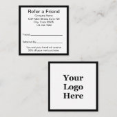 Verwijs Een Vriend Zwart-Wit Sjabloon Aanbevelingskaartje (Voorkant / Achterkant)