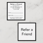 Verwijs Een Vriend Zwart-Wit Zakelijke Sjabloon Aanbevelingskaartje (Voorkant / Achterkant)