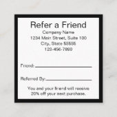 Verwijs Een Vriend Zwart-Wit Zakelijke Sjabloon Aanbevelingskaartje (Voorkant)