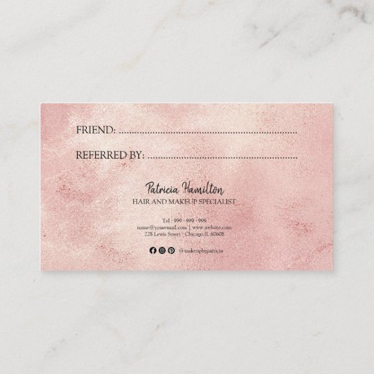 Verwijs een vriendschappelijke stijlvolle blush Fo Visitekaartje (Achterkant)