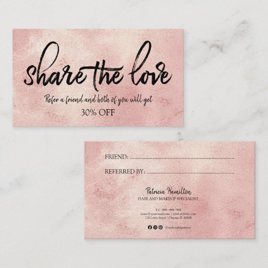 Verwijs een vriendschappelijke stijlvolle blush Fo Visitekaartje (Voorkant / Achterkant)