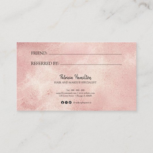 Verwijs een vriendschappelijke stijlvolle blush Fo Visitekaartje (Achterkant)