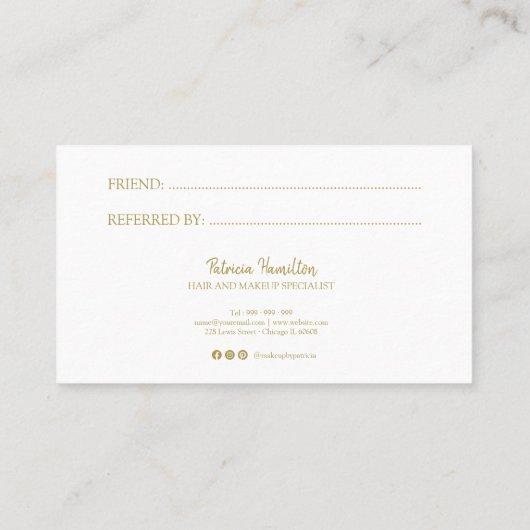 Verwijs een vriendschappelijke stijlvolle kalligra visitekaartje (Achterkant)