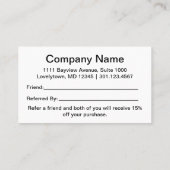 Verwijs hier een Vriend Zwart en Wit Uw Logo Aanbevelingskaartje (Achterkant)