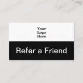 Verwijs hier een Vriend Zwart en Wit Uw Logo Aanbevelingskaartje (Voorkant)