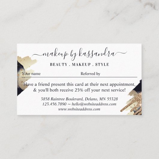 Verwijs naar een schoonheidszeemachtinkt Gold Glit Visitekaartje (Achterkant)