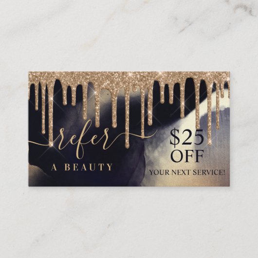 Verwijs naar een schoonheidszeemachtinkt Gold Glit Visitekaartje (Voorkant)