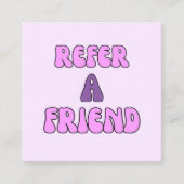 Verwijs naar een vriend roze paarse moderne typogr aanbevelingskaartje (Voorkant)