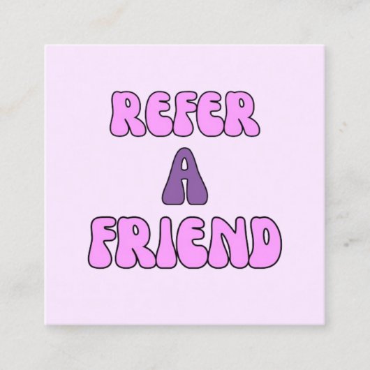 Verwijs naar een vriend roze paarse moderne typogr aanbevelingskaartje