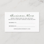 Verwijs naar een vriend/verwijzingsflorale visitek aanbevelingskaartje (Achterkant)