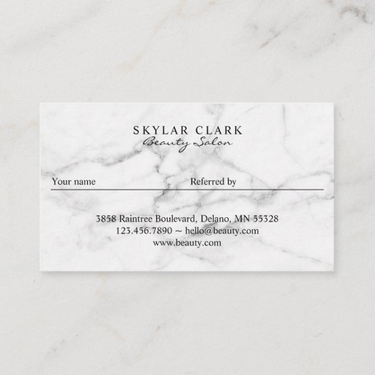 Verwijs naar een vriendschappelijke verwijzing naa visitekaartje (Achterkant)