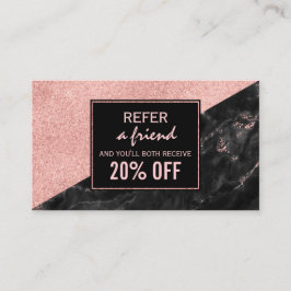 Verwijskaart Rose Goud Marmer Schoonheidssalon Aan Aanbevelingskaartje