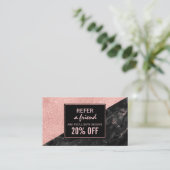 Verwijskaart Rose Goud Marmer Schoonheidssalon Aan Aanbevelingskaartje (Staand voorkant)