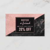 Verwijskaart Rose Goud Marmer Schoonheidssalon Aan Aanbevelingskaartje (Voorkant)