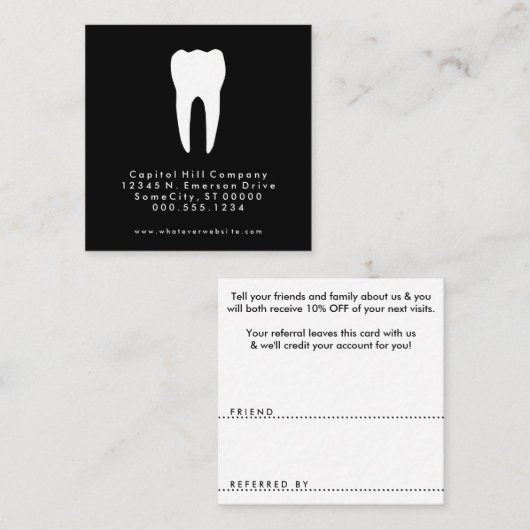 verwijzend tandarts vierkant aanbevelingskaartje (Voorkant / Achterkant)