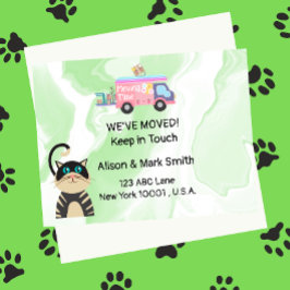 Verwijzende aankondiging Nieuw Huis met kat Briefkaart