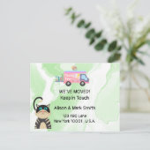 Verwijzende aankondiging Nieuw Huis met kat Briefkaart (Staand voorkant)