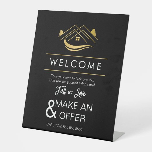 Verwijzing huis voor onroerend goed reclamebord met voetstuk (Voorkant)