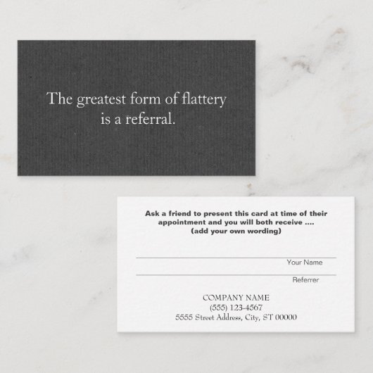 Verwijzing Kaart Professionele Ondernemer Grijs (Voorkant / Achterkant)