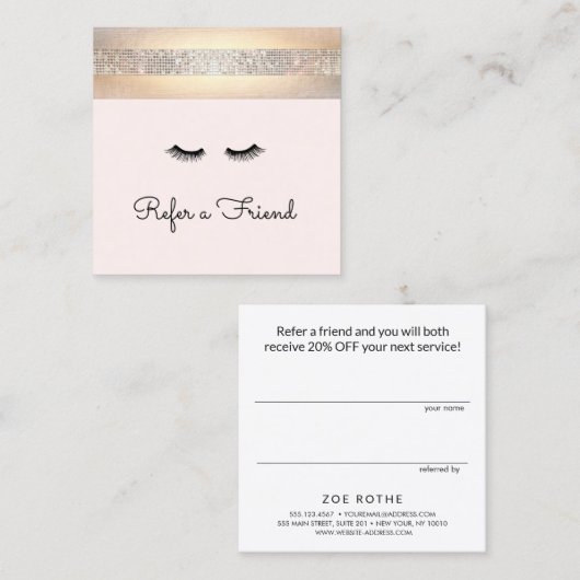 Verwijzing naar de goudroze Eyelash-uitbreidingen (Voorkant / Achterkant)