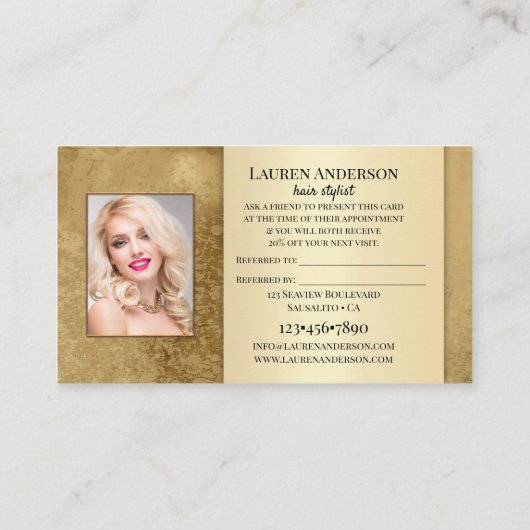 Verwijzing naar de haar-lijst van uw fotoportfolio visitekaartje (Achterkant)