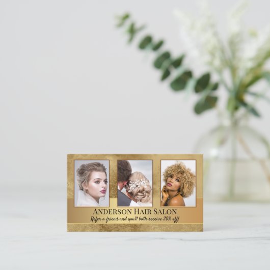 Verwijzing naar de haar-lijst van uw fotoportfolio visitekaartje (Staand voorkant)