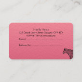 Verwijzing naar Elegant Pink en Black Jaguar Visitekaartje (Achterkant)