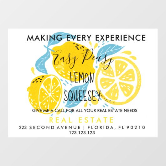 Verwijzing naar onroerend goed LEMON Aankondiging  Raamsticker (Vel)