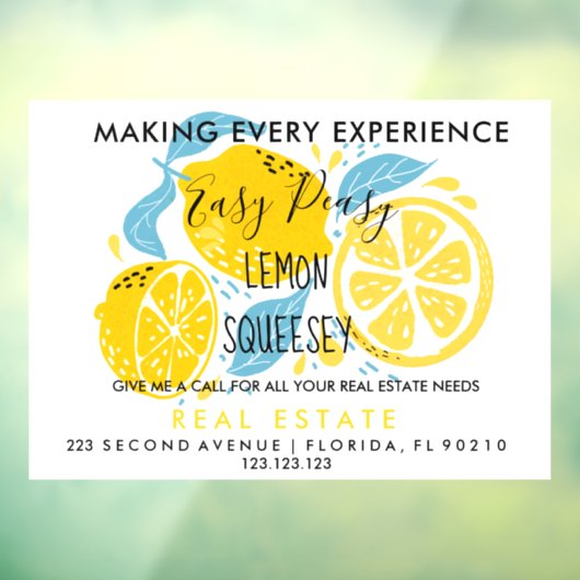 Verwijzing naar onroerend goed LEMON Aankondiging Raamsticker (Vel 3)