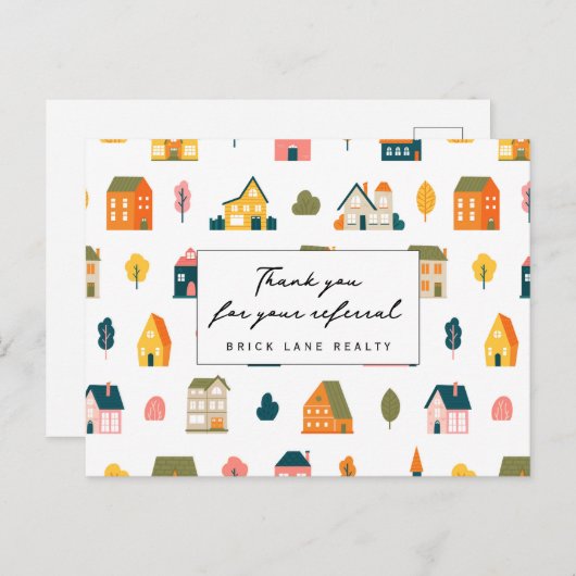 Verwijzing onroerend goed bedankt jullie huizen briefkaart (Voorkant / Achterkant)