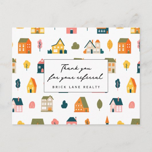 Verwijzing onroerend goed bedankt jullie huizen briefkaart (Voorkant)