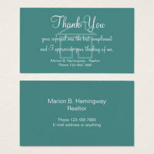 Verwijzing onroerend goed Hartelijk dank Visitekaartje