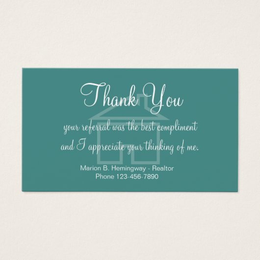 Verwijzing onroerend goed Hartelijk dank Visitekaartje (Voorkant)