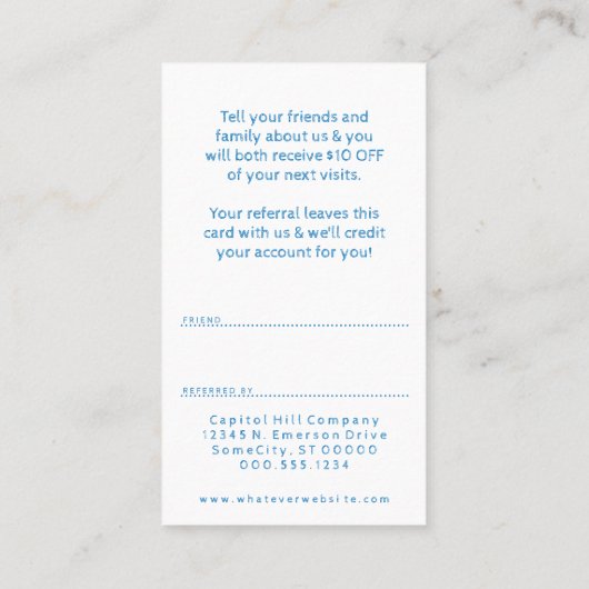 verwijzing van de barberwinkel (Achterkant)