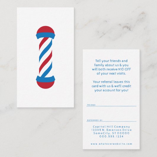 verwijzing van de barberwinkel (Voorkant / Achterkant)