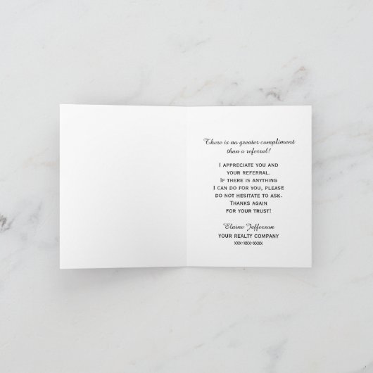 Verwijzing van onroerend goed Dank u fotokaart Bedankkaart (Binnen)