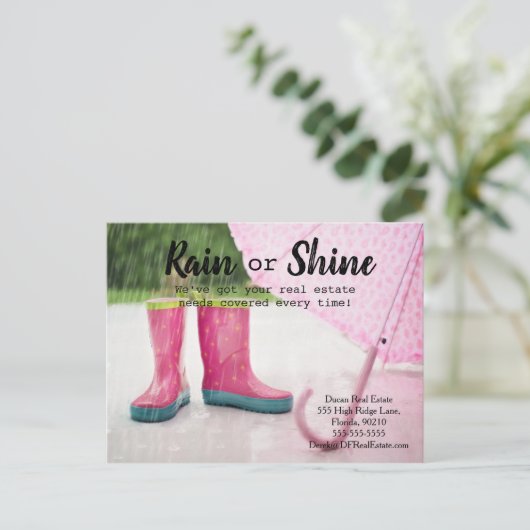 Verwijzing van vastgoedmarketing bij terugkerende  briefkaart (Staand voorkant)