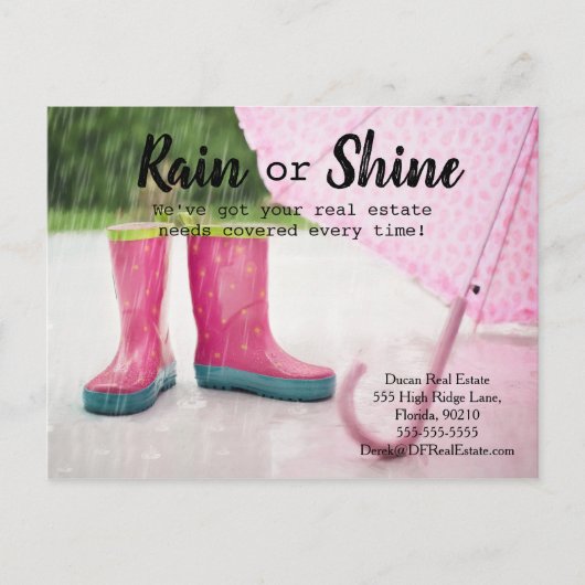 Verwijzing van vastgoedmarketing bij terugkerende  briefkaart (Voorkant)