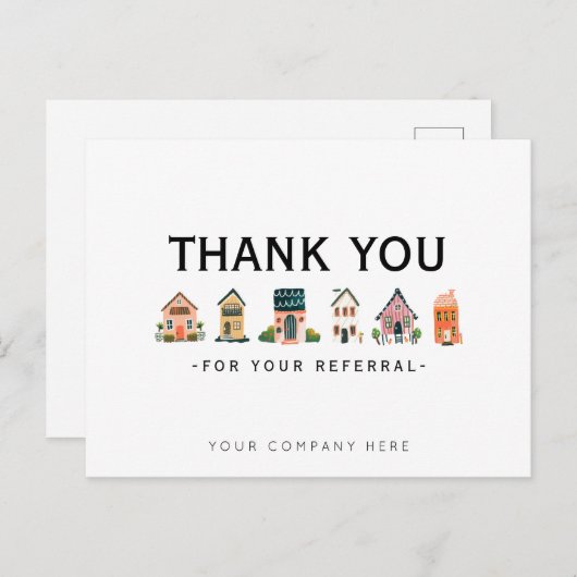 Verwijzing Vastgoed Marketing Bedankt Briefkaart (Voorkant / Achterkant)