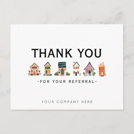Verwijzing vastgoedmarketing Hartelijk dank Briefkaart (Voorkant)