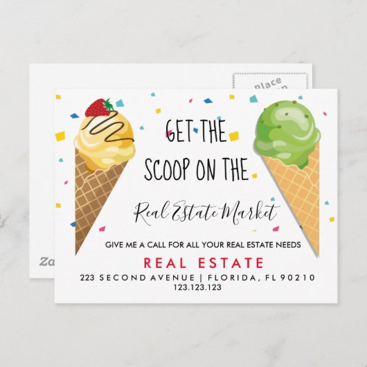 verwijzingen onroerend goed ijsje aankondigingskaart (Voorkant / Achterkant)