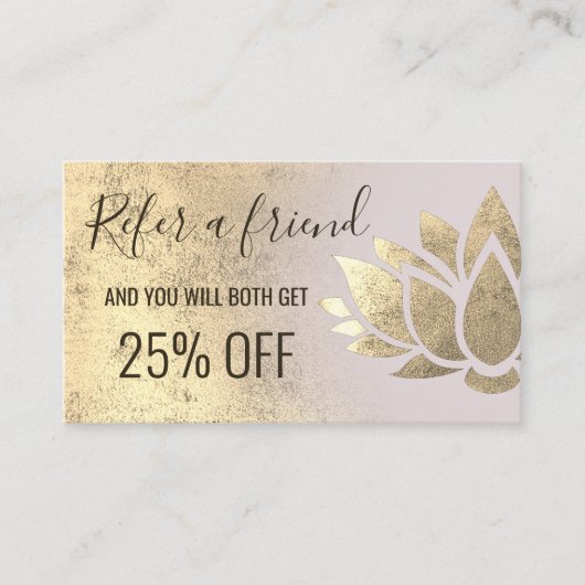 Verwijzingskaart Faux Gold folie Lotus Design Visitekaartje (Voorkant)