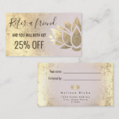 Verwijzingskaart Faux Gold folie Lotus Design Visitekaartje (Voorkant / Achterkant)