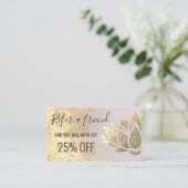 Verwijzingskaart Faux Gold folie Lotus Design Visitekaartje (Staand voorkant)