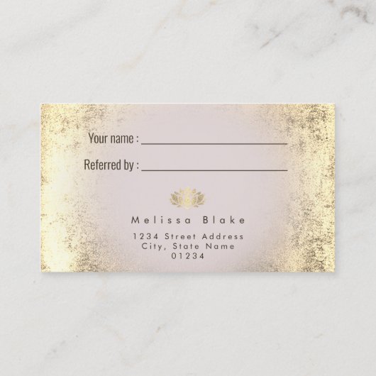 Verwijzingskaart Faux Gold folie Lotus Design Visitekaartje (Achterkant)