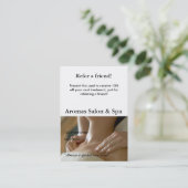 Verwijzingskaart met massagehanden aanbevelingskaartje (Staand voorkant)