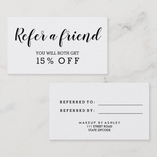 Verwijzingskaart modern eenvoudig minimalistisch z aanbevelingskaartje (Voorkant / Achterkant)