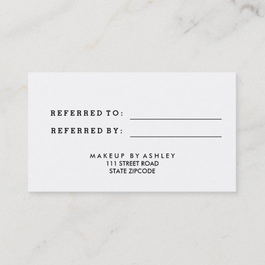 Verwijzingskaart modern eenvoudig minimalistisch z aanbevelingskaartje (Achterkant)