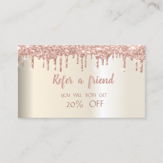 Verwijzingskaart voor Elegant Trendy Glitter Drift Aanbevelingskaartje (Voorkant)